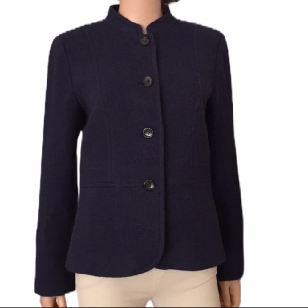 Talbots Mandarin Collar Navy Blue Jacket